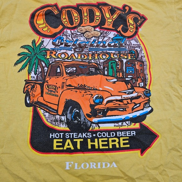 Cody Roadhouse Diner Cotton Yellow Graphic T Shirt Size S - Picture 5 of 9